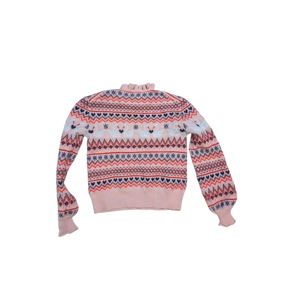 Crewcuts Fair Isle Swan Pattern Sweater Girls XL 14-16 Hearts - Picture 2 of 3